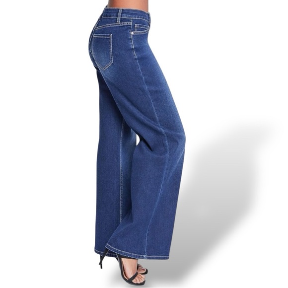 YMI‎ Juniors Low Rise Babe Wide Leg Jean Midnight Blue - Picture 3 of 10